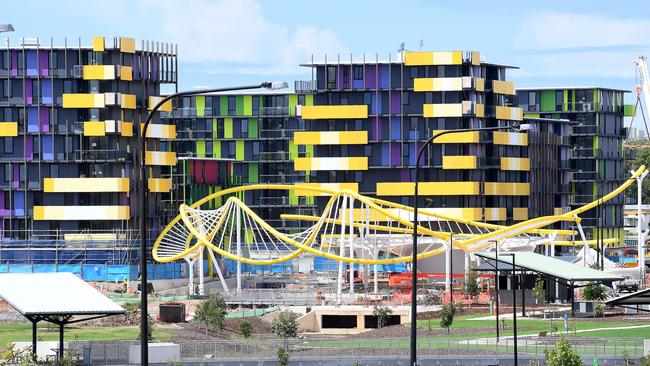 Construction continues on the Commonwealth Games Athletes Village at Southport on the Gold Coast.