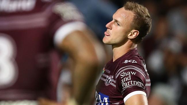 Manly captain Daly Cherry-Evans has been fined for his role in the altercation with Jackson Hastings in Gladstone. Photo: Brendon Thorne