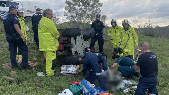 A woman has been flown to hospital after a quad bike rollover that left her trapped for hours in the Bundaberg region. Photo: Lifeflight