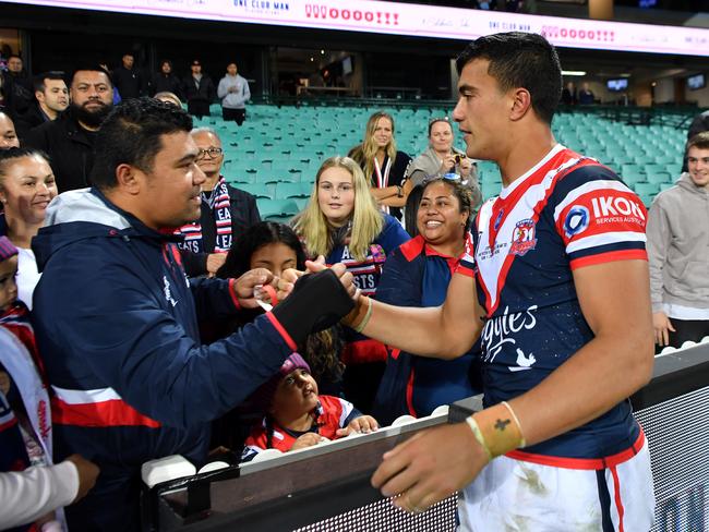 Joseph-Aukuso Suaalii knows the impact he has on the next generation. Picture: NRL Imagery