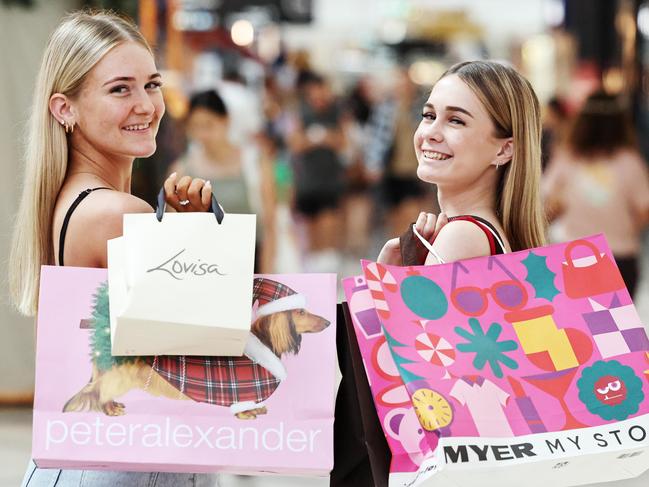 The Boxing Day sales have begun at retail stores in Far North Queensland, with savvy Cairns shoppers snapping up bargains in shopping centres across the city. Scarlett Shannon and Kiara Dowch shopp up a storm at Cairns Central Shopping Centre. Picture: Brendan Radke