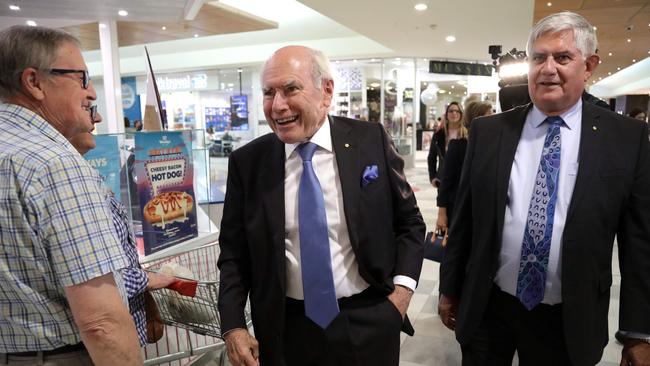 Former prime minister John Howard with Member for Hasluck Ken Wyatt in Western Australia on Tuesday. Picture: Philip Gostelow