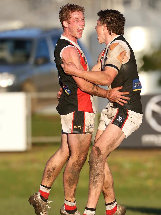 Koroit’s Clem Nagorcka, left, kicked the match winning goal.