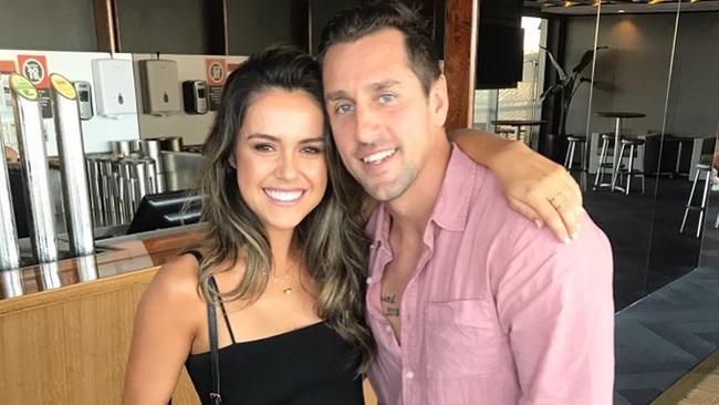 Mitchell Pearce and his fiancee Kristin Scott. Picture: instagram https://www.instagram.com/mitchpearce_7/?hl=en