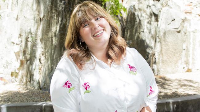 Hobart fashion-lover Katie Parrott has over 33K followers on Instagram and has become a poster girl for plus-sized fashion and the body positivity movement. Picture: RICHARD JUPE