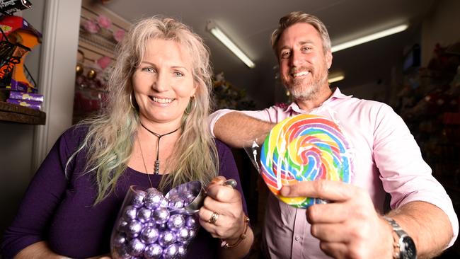 The Candy Wrapper has moved location to French St, Pimlico. Owner Tammy Mason with Property Agent Steve Whaling