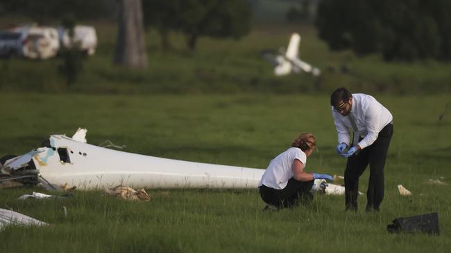 The two pilots were killed when their planes collided early Wednesday afternoon, near the Kybong Aerodrome. Picture Lachie Millard