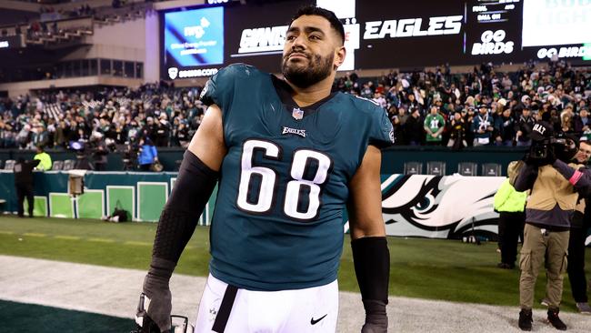 In ab exclusive interview, Jordan Mailata opens up on his journey from NRL reject to NFL superstar for the Philadelphia Eagles. Picture: Getty Images.