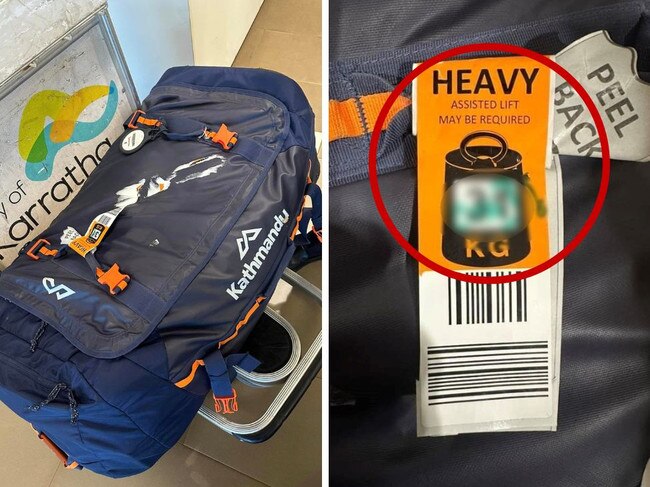 Rude note on passagner's bag. Picture: Facebook