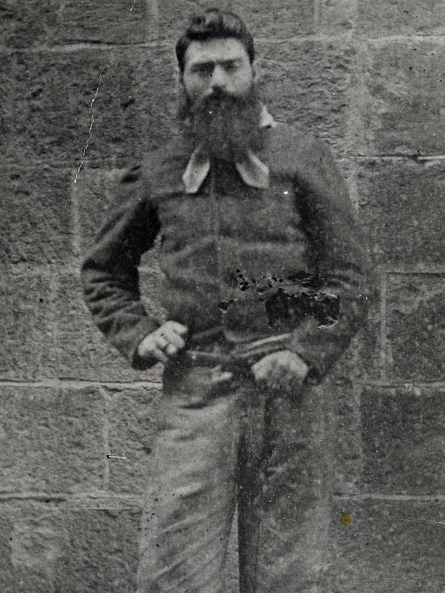 Ned Kelly in chains at a prison called the Old Melbourne Gaol, which is now a historic site. Picture: State Library of Victoria