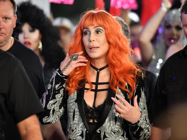 Singer Cher during the 40th annual Gay and Lesbian Mardi Gras parade in Sydney. Picture: AAP Image/Joel Carrett