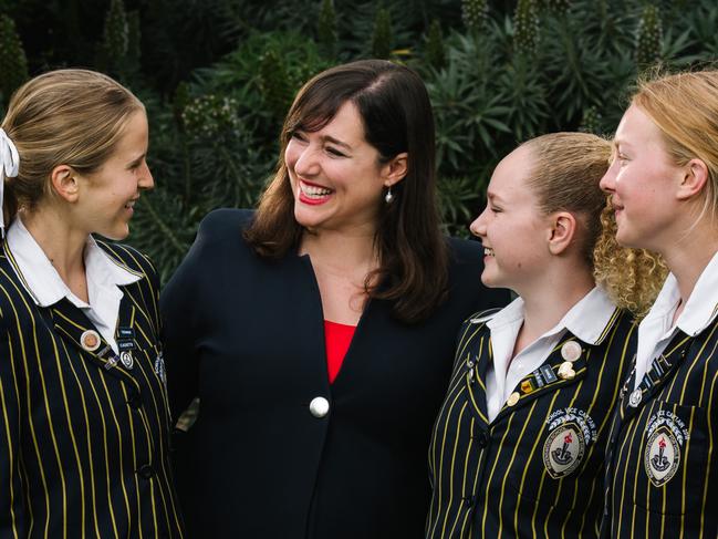 Ravenswood School for Girls school captain Lucy Woodcock, principal Mrs Anne Johnstone, vice-captain Tess Webster, vice-captain Lucy Kellaway initiate student-led Positive Educationprograms to benefit their peers and themselves.