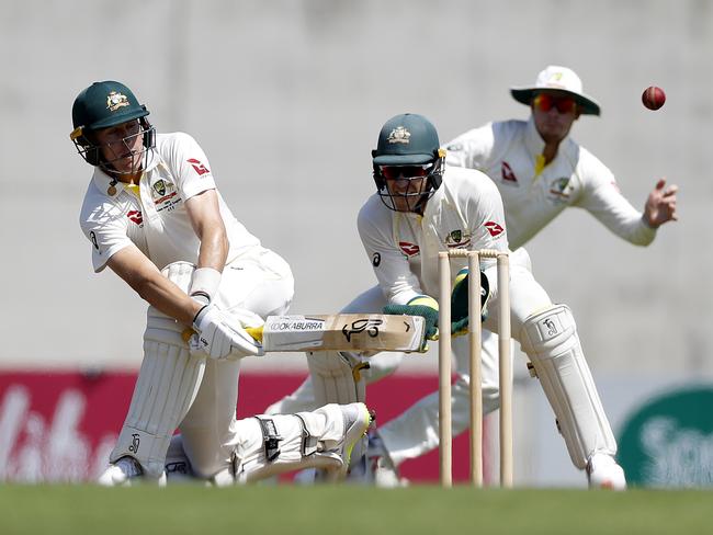 Marnus Labuschagne scored 41 runs on a tough day for the Australian batsmen. Picture: Ryan Pierse/Getty Images