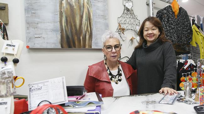 Genevieve Sloane and Janet Ng welcome Gladesville Shopping Village changes but on a small scale. Picture: Tim Pascoe