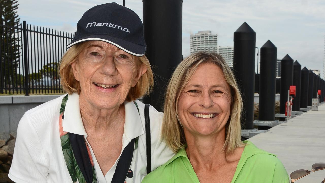 Pam Barry-Cotter and Tina Newlan at Maritimo 11 farewell party at Southport Yacht Club, Main Beach. Pic: Regina King