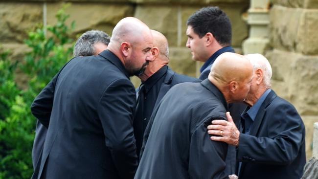 Mourners are seen arriving to the funeral of John Latorre in Moonee Ponds. Picture: NCA NewsWire