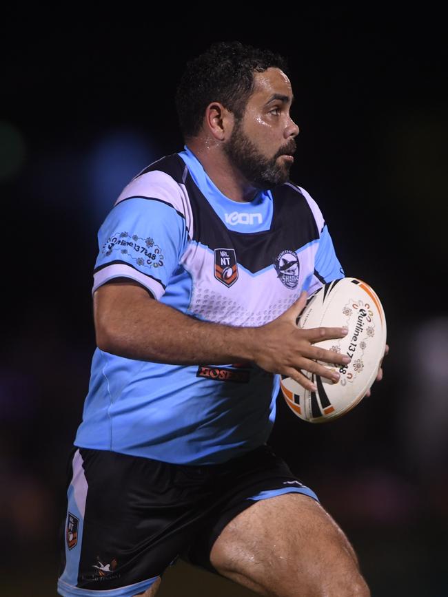 Sharks' Damien Mick plays against Darwin Brothers in the Humpty Dumpty Foundation round of 2022 NRLNT season. Picture: (A)manda Parkinson