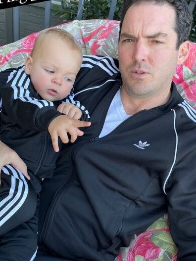 Peter Stefanovic and baby Oscar co-ordinated outfits. Picture: Instagram