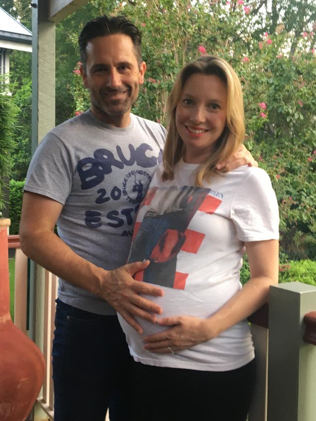 Lauren with husband Matt at seven months.