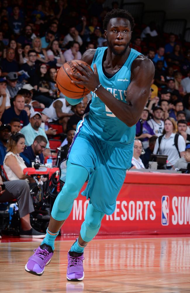 Mangok Mathiang achieved the dream of playing in the NBA with the Charlotte Hornets. Picture: NBAE/Getty Images