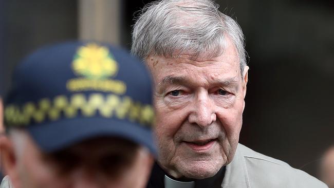 Cardinal George Pell leaving the County Court of Victoria in Melbourne. Picture: AFP