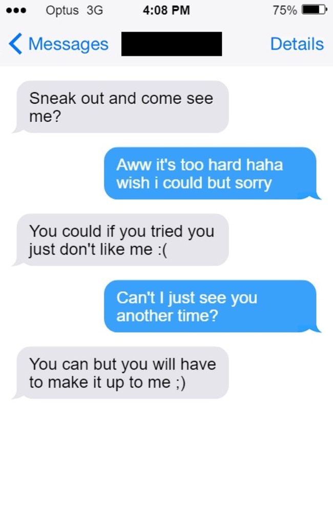 Texts between Mr Coonan (white) and the victim (blue).