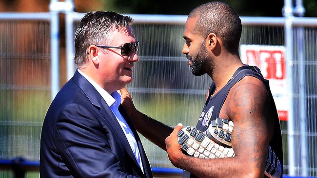 Eddie McGuire and Heritier Lumumba. Picture Wayne Ludbey