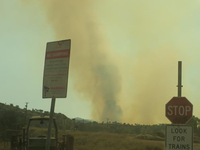 Ash is falling in Alice Springs as a fire continues to blaze in Tjoritja West MacDonnell National Park. Picture: Laura Hooper.