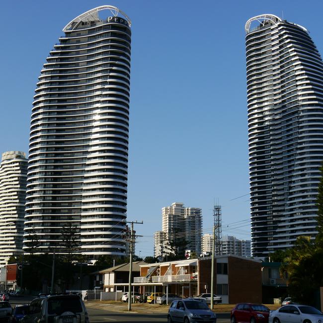 The Oracle towers at Broadbeach. Picture: Tony Nash