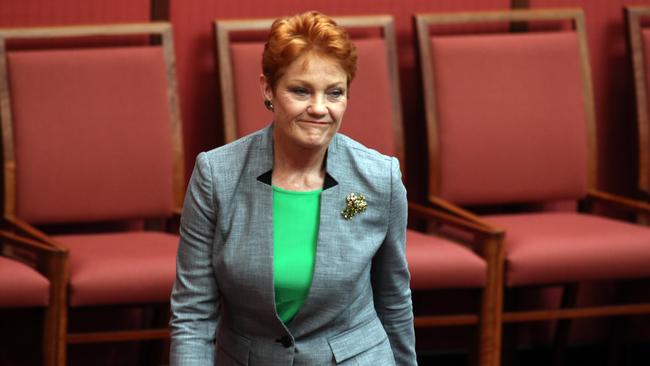 Pauline Hanson in the Senate today. Picture: Gary Ramage