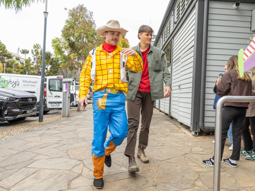 Geelong Football Club Cats players turn up to Wharf Shed for Mad Monday celebrations. Picture: Jason Edwards