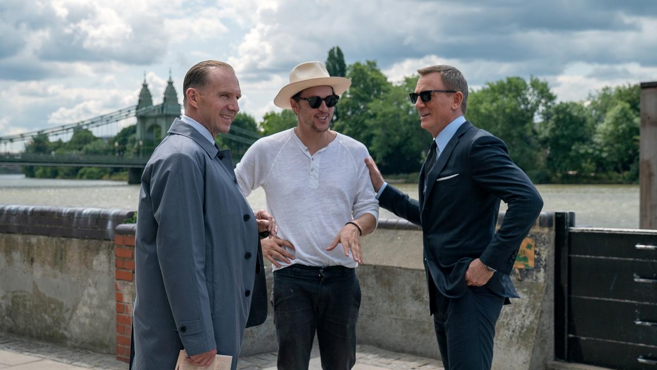 On set with Ralph Fiennes and Daniel Craig. Picture: Nicola Dove/MGM