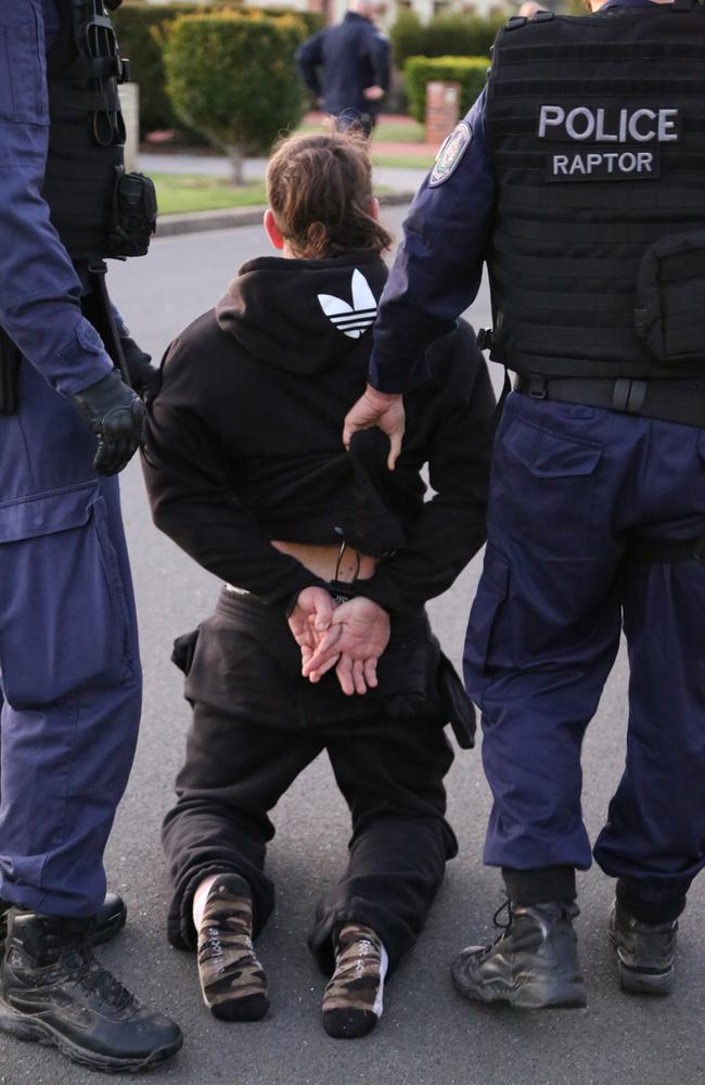 An alleged Nomad bikie gang member is arrested in NSW. Picture: NSW Police