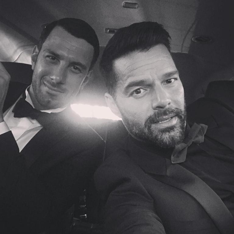 Jwan Yosef and Ricky Martin ... "#AllBlack #TimeisUP #GoldenGlobes" Picture: @ricky_martin/Instagram