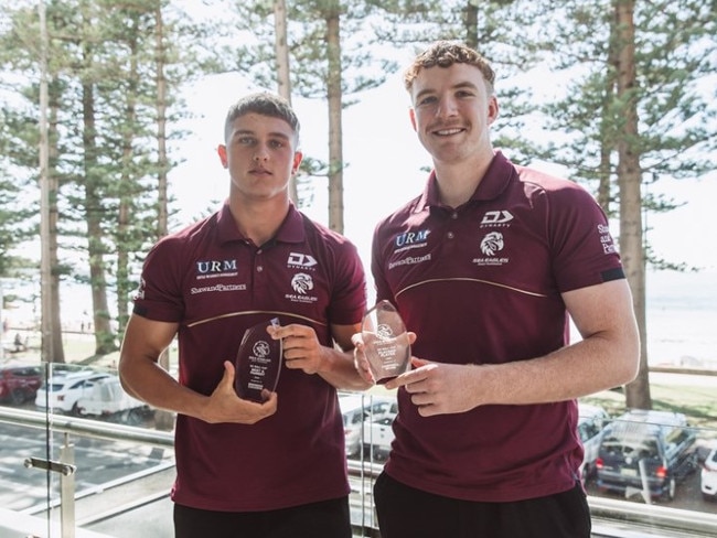 Brendan Couzens (left) and Campbell Munn were among the Sea Eagles award winners. Picture: Manly Media