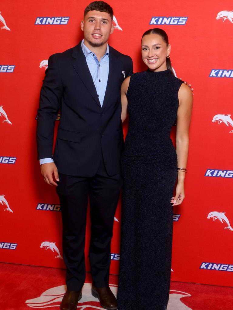 Jake Averillo with Charli Watts at the Dolphins awards night on Thursday. Picture: Steve Pohlner