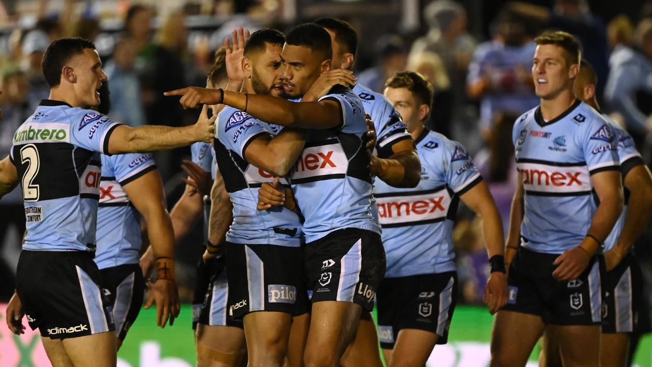 Ronaldo Mulitalo try celebration. Picture: NRL Images