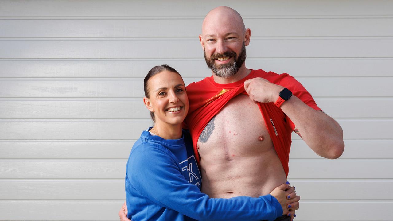 Fitness fanatic Rob Hodgson, pictured with his wife Amanda, had a lifesaving heart transplant in 2022. Picture: David Swift