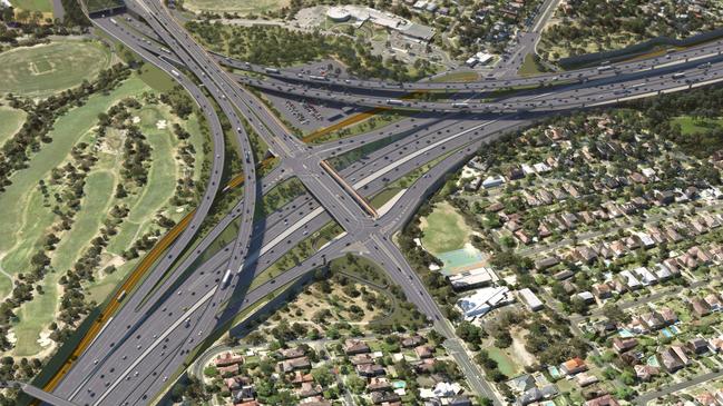 North East Link’s proposed Southern Interchange at Bulleen Rd.