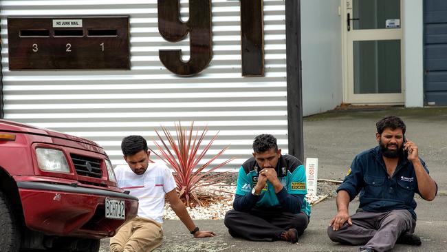 Grieving members of the public are seen following a shooting at the Masjid Al Noor mosque in Christchurch. Picture: SNPA