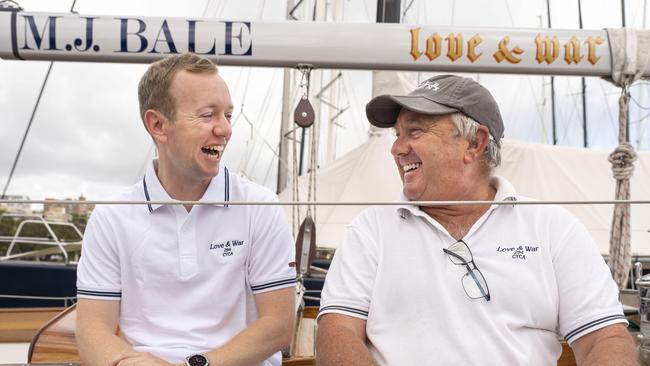 Simon Kurts, right, and son Phillip will race together on the famous Sydney to Hobart three time winners Love &amp; War. Pic: Matthew Vasilescu.