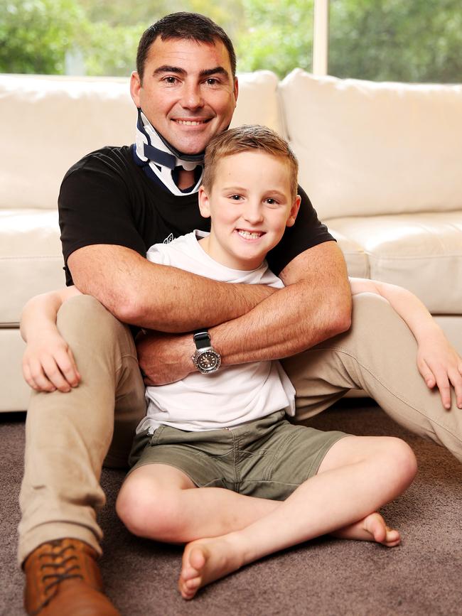 Brad Lewis is recovering from his injuries, while his son Oscar was not seriously injured in the fall. Picture: Tim Hunter