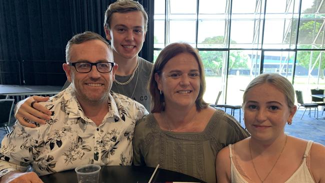 (From left to right) Gardiner, Declan, Desiree and Hannah Burrows at the Australia Day citizenship ceremony at the MECC on January 26, 2023. Picture: Duncan Evans