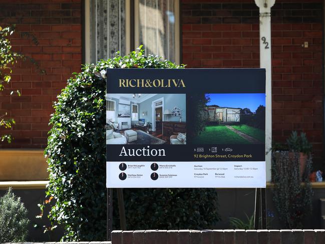 SYDNEY, AUSTRALIA - SEPTEMBER 06: A real estate sign is seen at a property in Croydon Park on September 06, 2022 in Sydney, Australia. A rise in cost of living and increased mortgage rates are putting pressure on the Australian housing market, with prices predicted to continue to fall sharply over the coming year. Recent figures from property consultant CoreLogic show the largest monthly decline since 1983, after peaking in April, values are now down by 3.5% nationally. (Photo by Lisa Maree Williams/Getty Images)