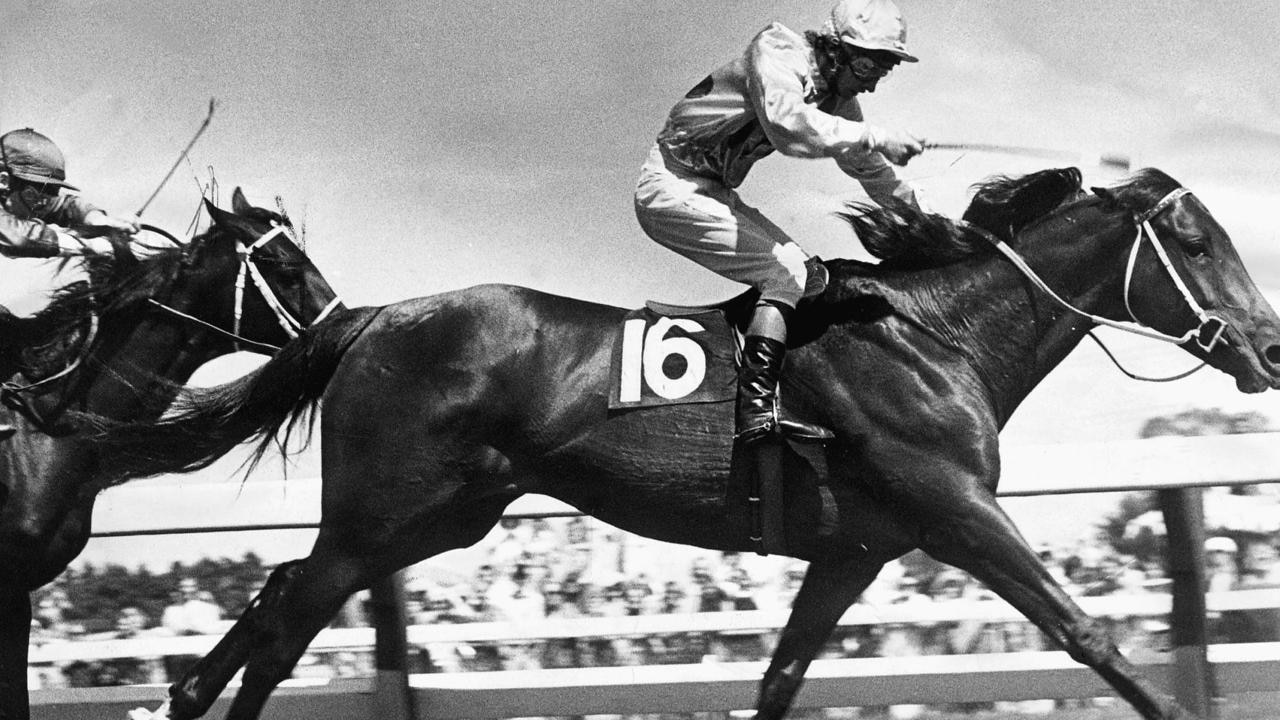 John Letts wins the 1972 Melbourne Cup aboard Piping Lane. Picture: Supplied
