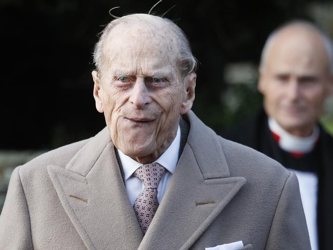 Britain's Prince Philip leaves after attending a Christmas Day church service in Sandringham, England. A heavy cold is kept Queen Elizabeth II from attending. Picture: AP