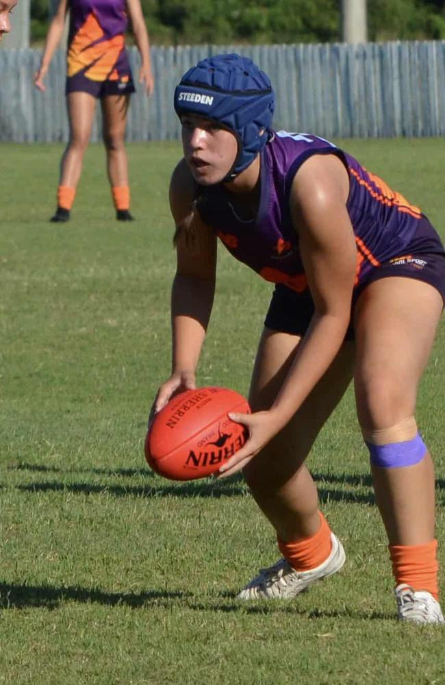 Jayda Evans is a rising star in AFL and touch football, playing for the Bribie Island Bulldogs. Picture: Supplied