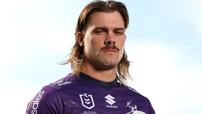 SYDNEY, AUSTRALIA - SEPTEMBER 09: Ryan Papenhuyzen of the Melbourne Storm poses during the 2024 NRL Telstra Premiership Finals Series Launch at Hickson Reserve on September 09, 2024 in Sydney, Australia. (Photo by Mark Metcalfe/Getty Images)