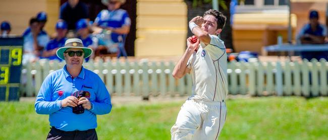 Brisbane State High School bowler Sam Hatherell.             (AAP Image/Richard Walker)