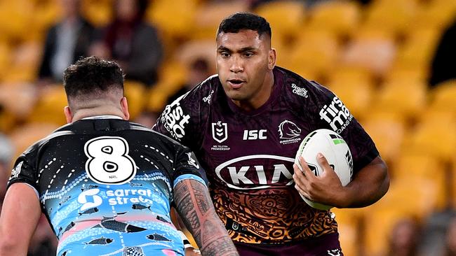 Why Tevita Pangai Jr phone call should worry Broncos. Picture: Bradley Kanaris/Getty